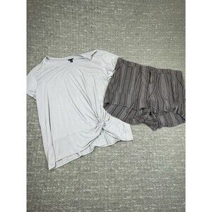women’s 2 piece shorts shirt torrid size 2 linen 18 brown tan outfit